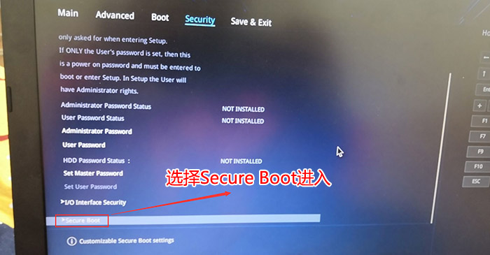 选择secure Boot回车进入